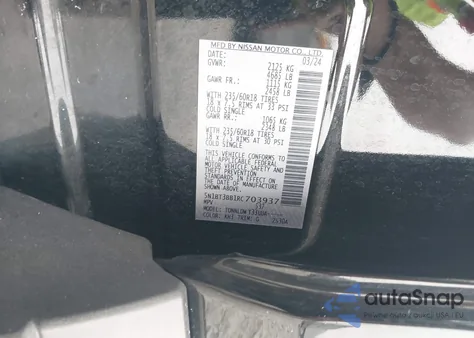 2024 Nissan Rogue Sv Intelligent Awd from USA, damaged, VIN 5N1BT3BB1RC703937